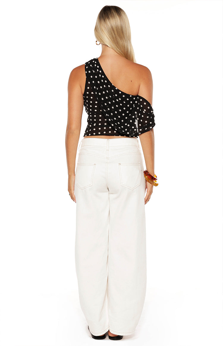 Khamie Black Polka Dot Off Shoulder Top Image