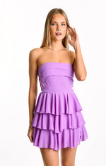 Kimmie Magenta Strapless Ruffle Mini Dress Image