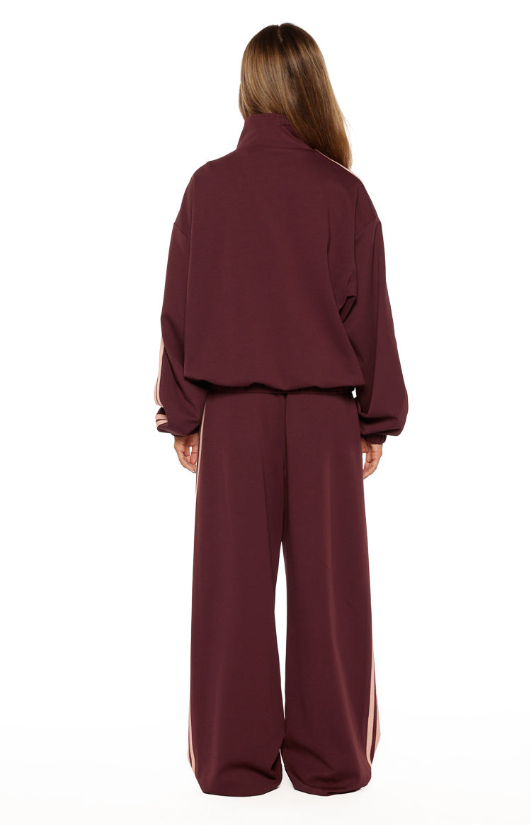 Kosie Burgundy and Pink Stripe Track Jacket Image