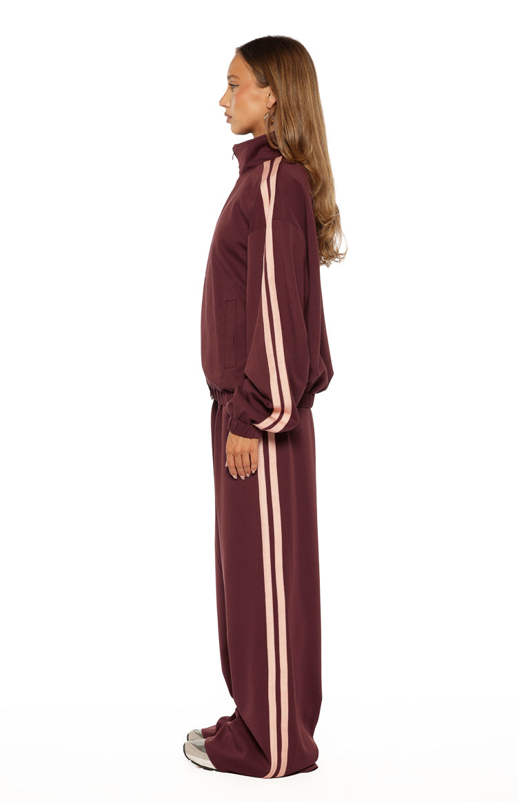 Kosie Burgundy and Pink Stripe Track Pants - PRE ORDER Image