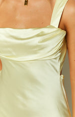 Laria Yellow Satin Formal Maxi Dress Image