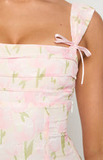 Layla Pink Floral Tie Back Mini Dress Image