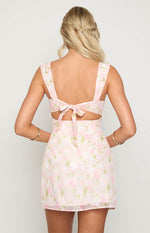Layla Pink Floral Tie Back Mini Dress Image