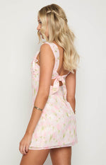 Layla Pink Floral Tie Back Mini Dress Image