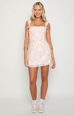 Layla Pink Floral Tie Back Mini Dress Image