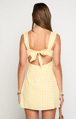Layla Yellow Gingham Tie Back Mini Dress Image
