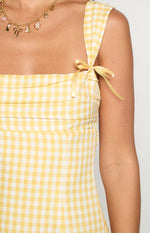 Layla Yellow Gingham Tie Back Mini Dress Image