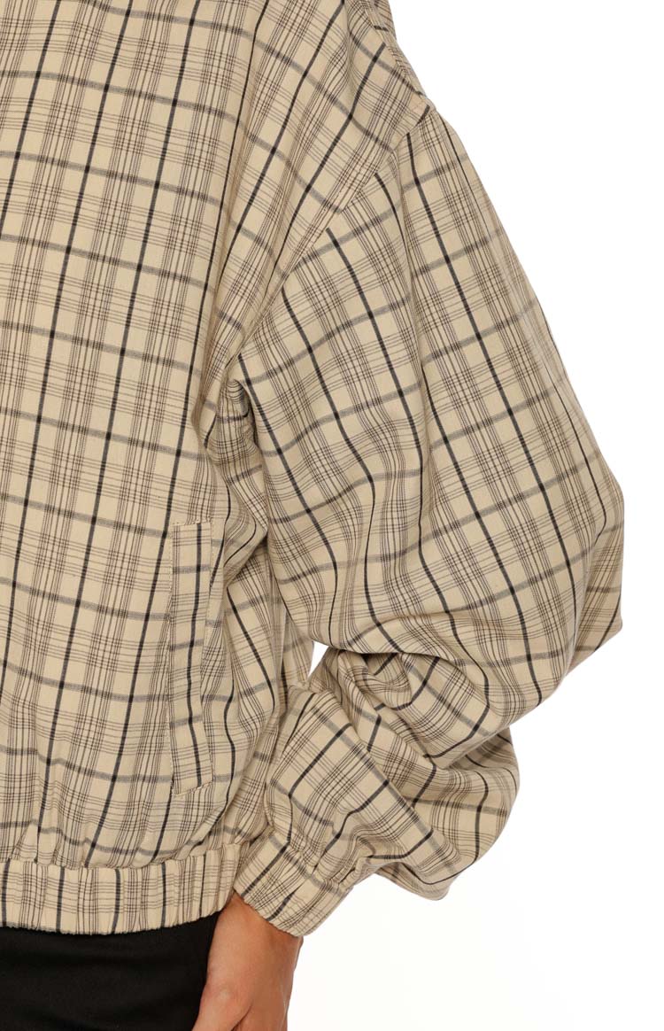 Lee Beige Plaid Funnel Neck Jacket - PRE ORDER Image