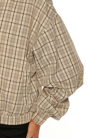 Lee Beige Plaid Funnel Neck Jacket