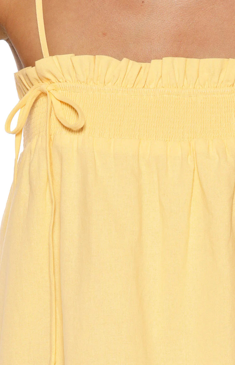 Leone Yellow Shirred Bust Mini Dress Image