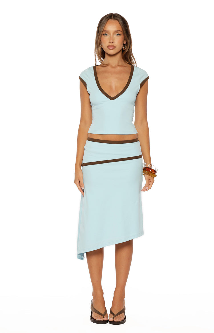 Levi Blue Contrast Bind Jersey Top Image