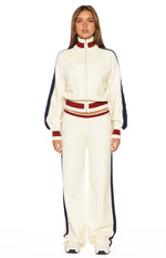 Liberty Cream Knit Jacquard Zip Sweater Image