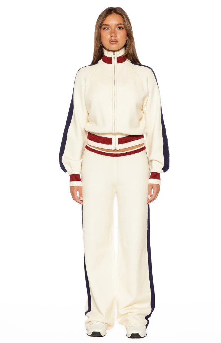 Liberty Cream Knit Jacquard Zip Sweater Image