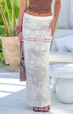 Lillie White Crochet Lace Maxi Skirt Image