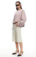 Lioness Bloom Muted Pastels Stripe Long Sleeve Top