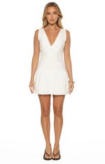 Lola White Cotton Broderie Detail Mini Dress Image