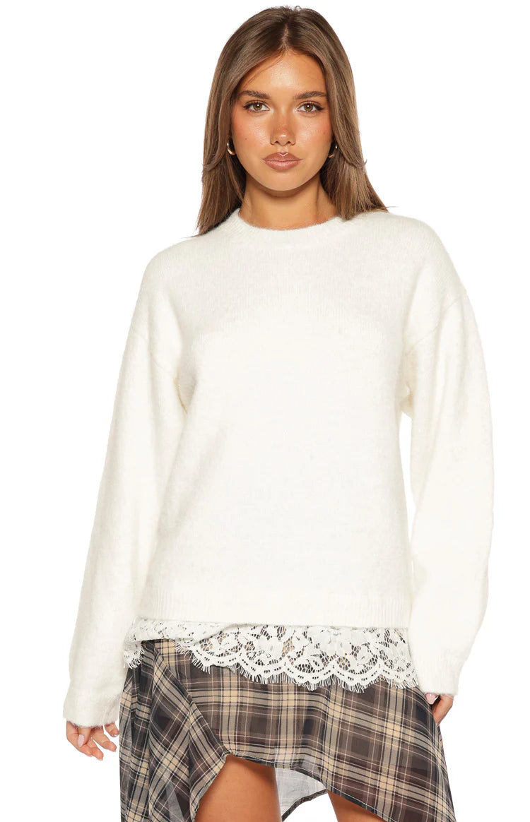 Lolly Cream Lace Trim Knit Image