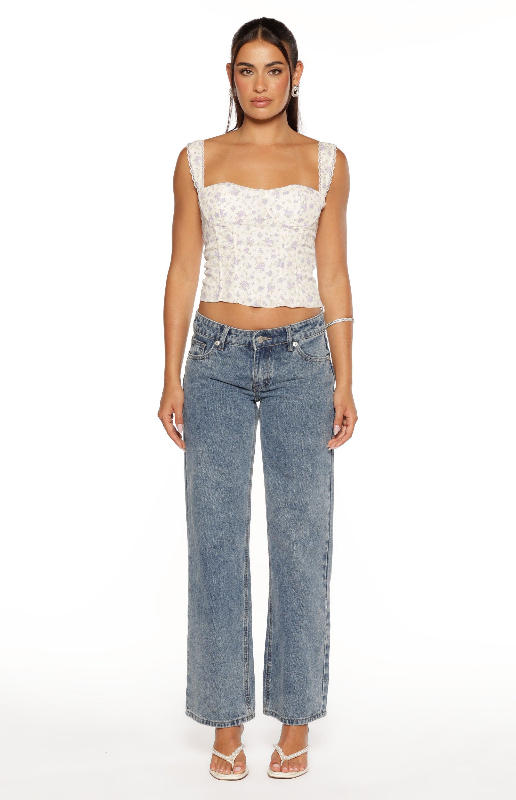 Louis Purple Floral Corset Top Image