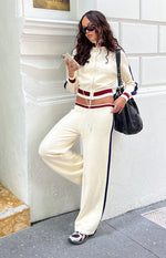 Luna Cream Knit Jacquard Track Pants Image