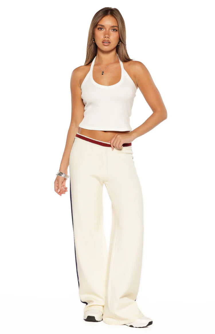Luna Cream Knit Jacquard Track Pants Image