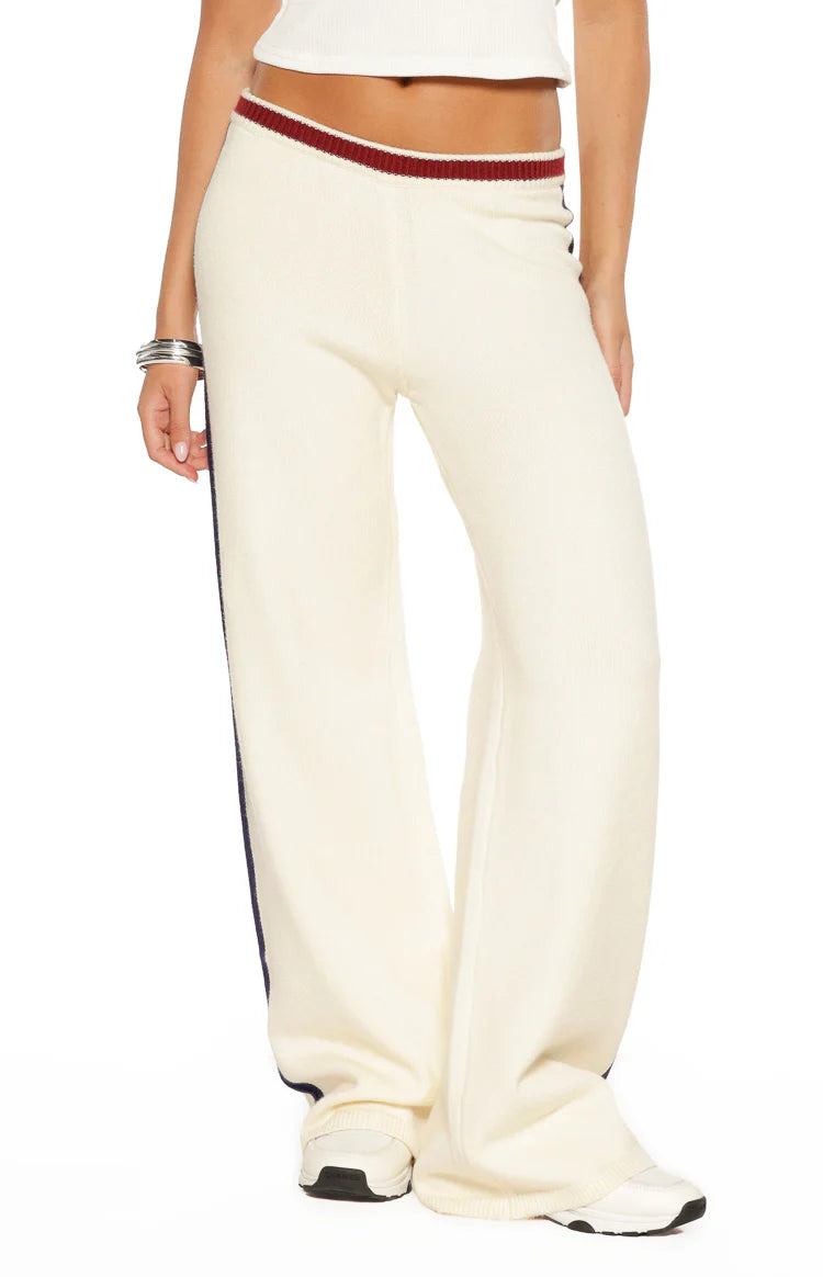 Luna Cream Knit Jacquard Track Pants Image