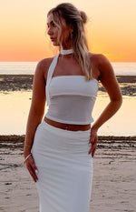 Luna White Crop Top Image
