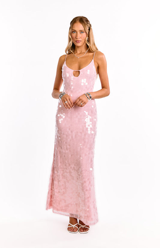 Lyanna Pink Sequin Maxi Dress