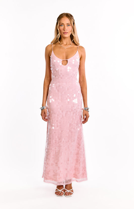 Lyanna Pink Sequin Maxi Dress