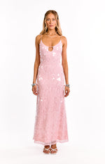 Lyanna Pink Sequin Maxi Dress Image
