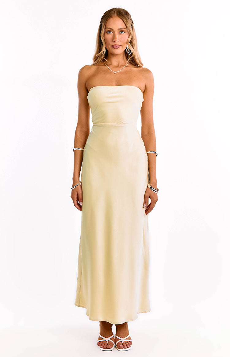 Maddix Yellow Strapless Formal Maxi Dress Image