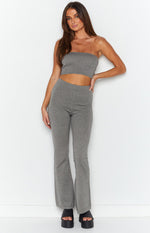 Maggie Grey Knitted Bandeau Crop Top Image