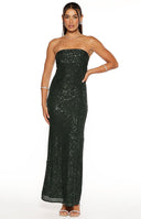 Maiah Emerald Green Sequin Maxi Dress