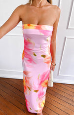 Maiah Pink Floral Print Maxi Dress Image