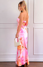 Maiah Pink Floral Print Maxi Dress Image