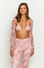 Main Act Pink Swirl Snake Print Top And Bolero Image