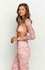 Main Act Pink Swirl Snake Print Top And Bolero Image