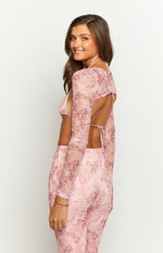 Main Act Pink Swirl Snake Print Top And Bolero Image