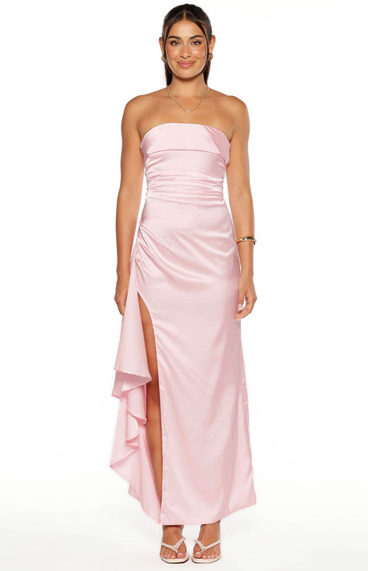 Merlo Light Pink Strapless Formal Maxi Dress