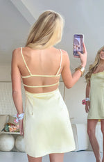 Michy Yellow Lace Detail Mini Dress Image