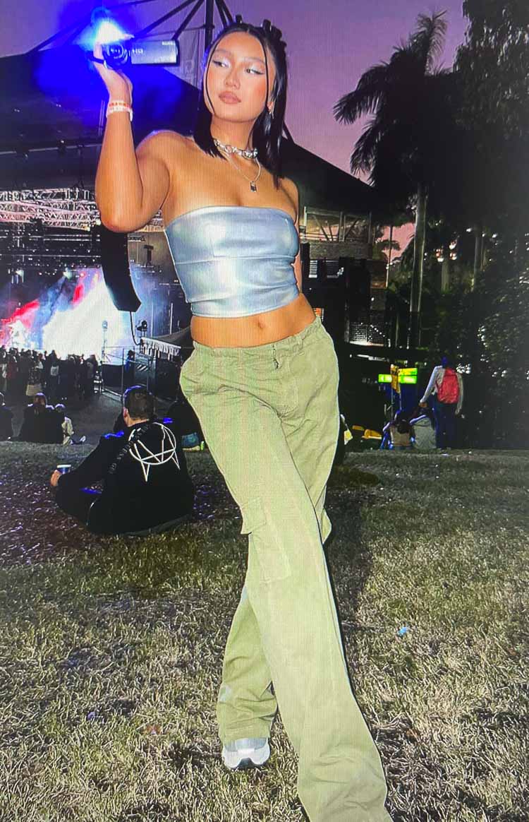 Millie Khaki Low Rise Cargo Trousers Image