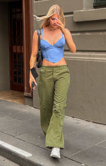 Millie Khaki Low Rise Cargo Trousers Image