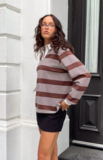 Mirabelle Brown Stripe Polo Image