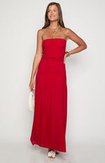 Morrigan Red Strapless Maxi Dress Image
