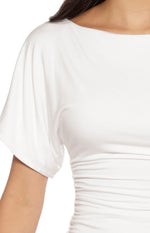 Muriel White Ruched Waist Jersey Top Image