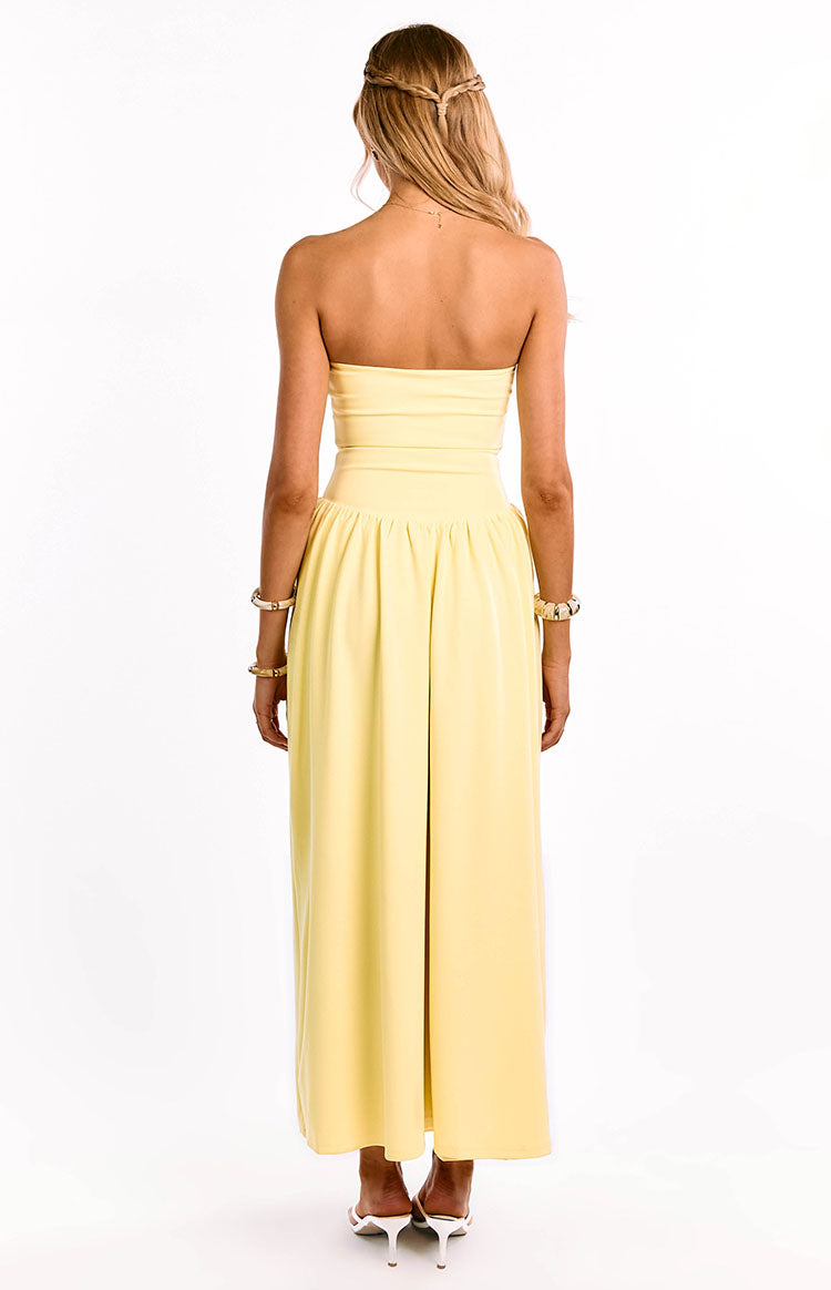 Nate Yellow Strapless Formal Maxi Dress Image