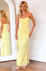 Nikki Yellow Sequin Strapless Maxi Dress Image
