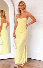 Nikki Yellow Sequin Strapless Maxi Dress Image