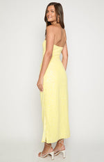 Nikki Yellow Sequin Strapless Maxi Dress Image