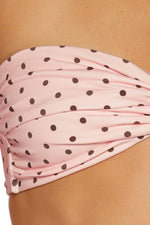 Noosa Pink Polka Dot Strapless Twist Bikini Top Image