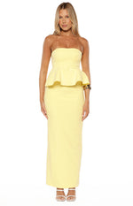 Olina Yellow Crepe Maxi Skirt Image